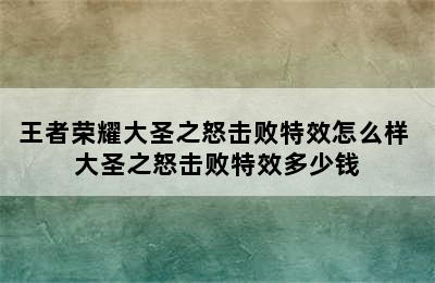 王者荣耀大圣之怒击败特效怎么样 大圣之怒击败特效多少钱